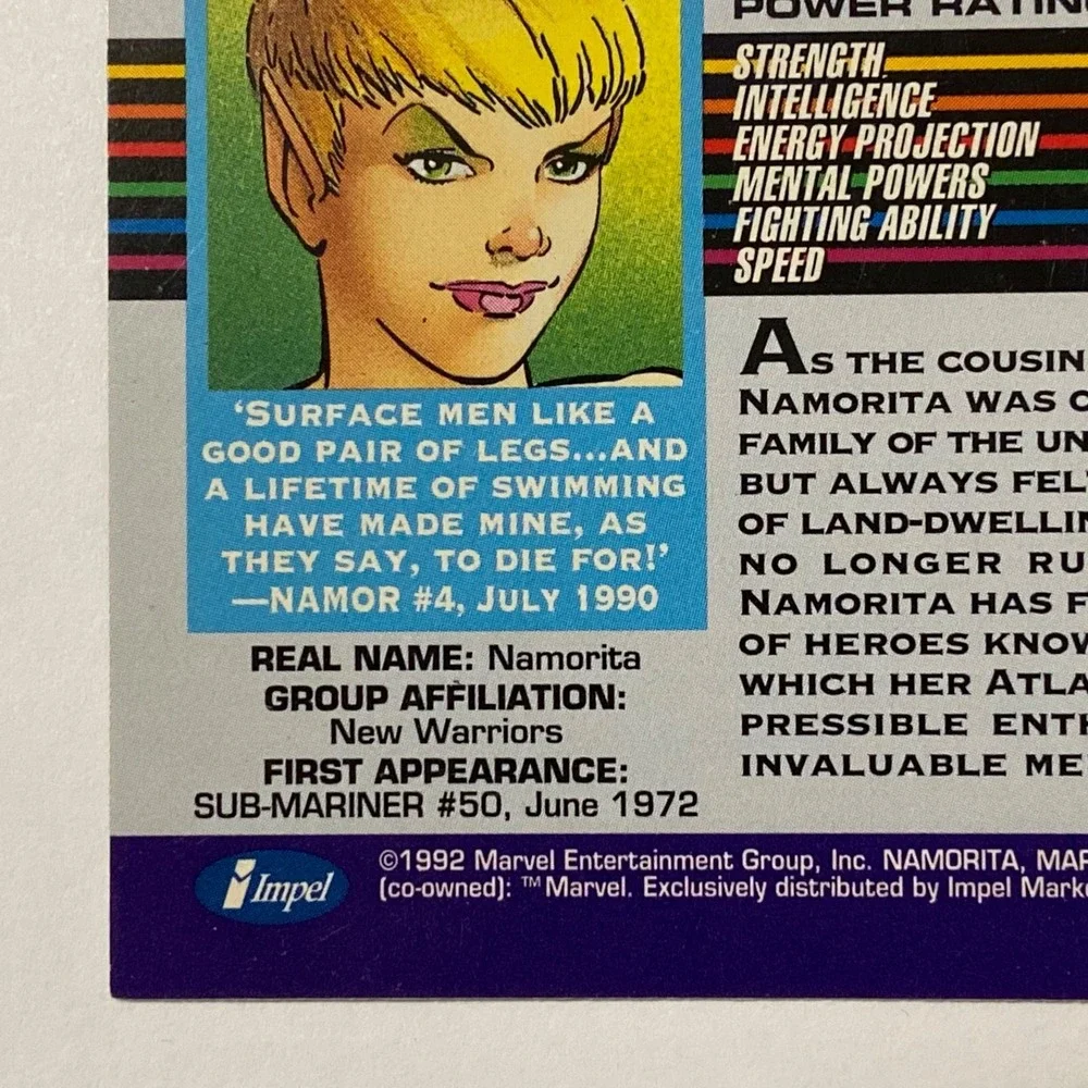 Vintage Marvel Comics 1992 Namorita Super Heroes Trading Card #49 Impel GUC